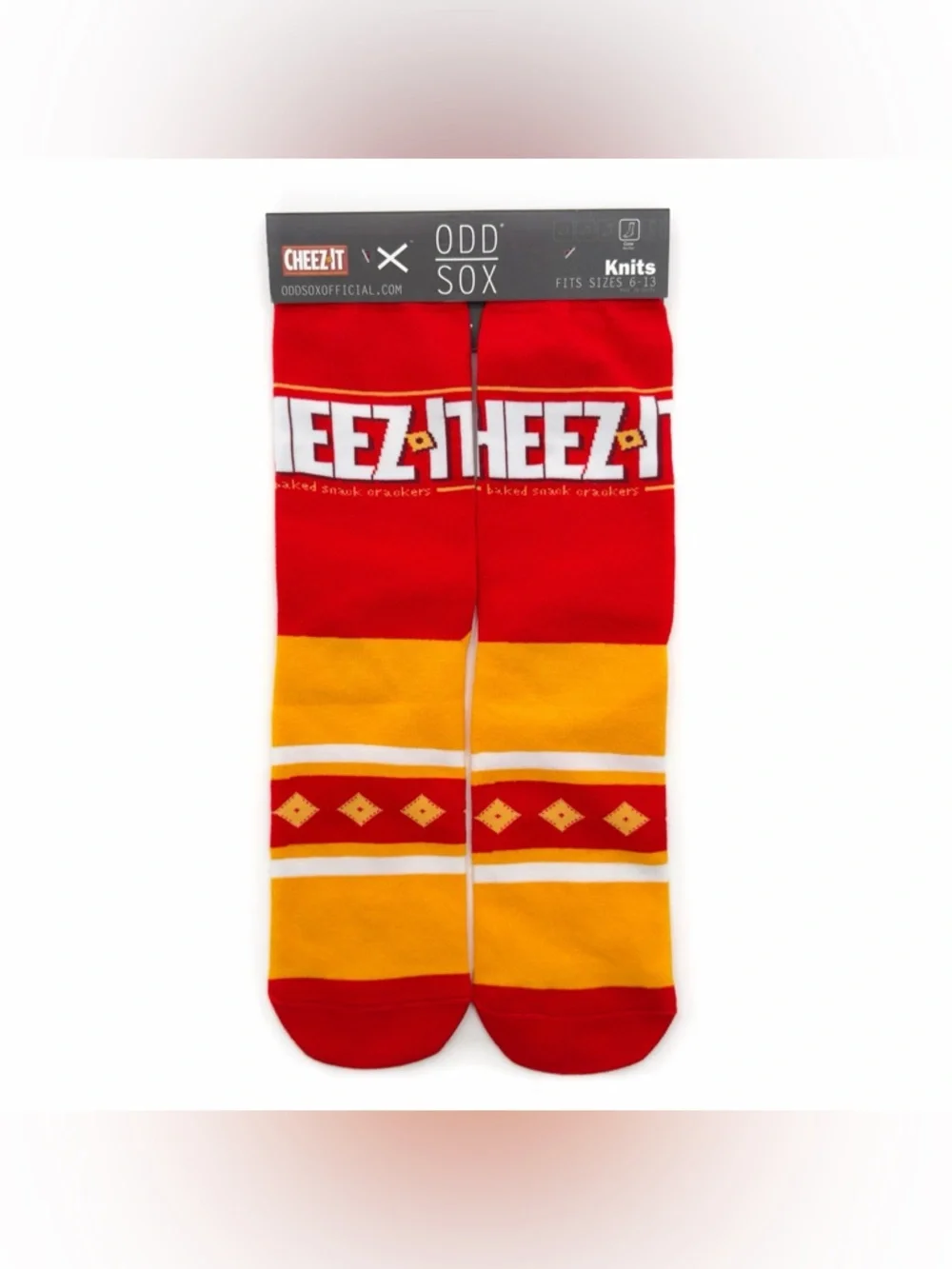 Odd Sox Cheez-It Crackers Crew Socks Mens Womens Cheezits Fun Novelty Gift